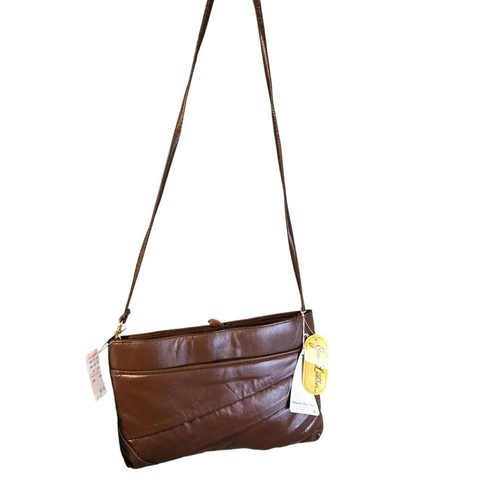 NWT Kaufmann's Vintage Dark Brown Genuine Leather Shoulder/Sling Bag